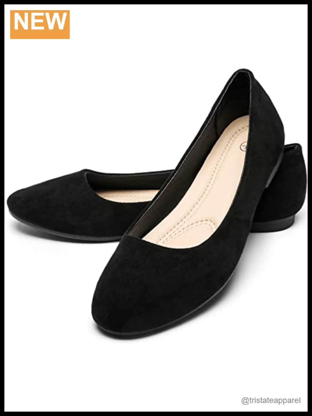 Women's Faux Suede Ballet Flats Round Toe Slip-On Comfort Dress Shoes